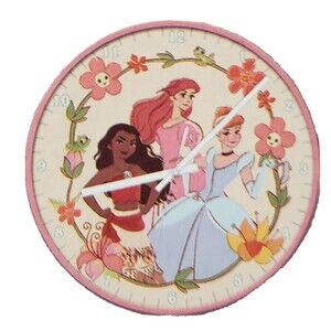 Round Plastic Decor. Wall 10" Clock, DISNEY PRINCESSES & FLOWERS